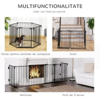 PawHut Poarta Siguranta Caini – Pliabila, 6 Sectiuni, inchidere Automata(m-8)