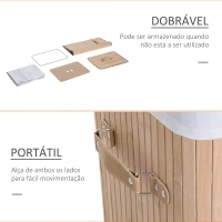HOMCOM Cesto de Roupa de Bambu Dobrável Cesto para Roupa Suja com Tampa e Bolsa Amovível 40x30x60 cm Bambu(m-4)