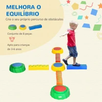 Outsunny Conjunto de 8 Traves de Equilíbrio para Crianças Degraus de Equilíbrio com Almofadas Antiderrapantes 45,5x11,5x8cm Multicor(m-5)