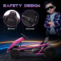 HOMCOM 24V Electric Go Kart for Kids, Drift Ride-On Racing Go Kart with 2 Speeds, for Boys Girls Aged 8-12 Years Old, Pink(m-6)