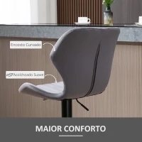 HOMCOM Conjunto de 2 Bancos Bar Giratórios e Ajustáveis em Altura Banco Alto Veludo com Encosto 47x51.5x94-114cm Cinza(m-7)