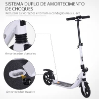 HOMCOM Trotinete Dobrável para Adultos e Crianças acima de 14 anos com Guiador Altura Ajustável Carga 100 kg 93,5x38x95-105 cm(m-7)