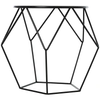 HOMCOM Mesa de Apoio Redonda Estilo Moderna Mesa de Centro de Metal para Sala de Estar Escritório 51x51x44 cm Preto(m-10)