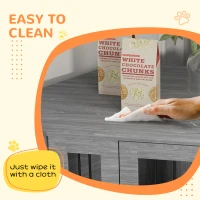 PawHut 2 in 1 Dog Crate Furniture Side Table, with Cushion, 104 x 55 x 63cm - Grey(m-7)