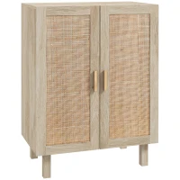 HOMCOM Aparador com 2 Portas de Rede e Prateleiras Ajustáveis Armário Estilo Cannage Anti-Tombo 73x41x102 cm Madeira(m-1)