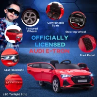 HOMCOM Audi E-tron Licensed 12V Kids Electric Ride On Car with Parental Remote Music Lights MP3 Suspension Wheels for 3-5 Years Red(m-5)