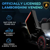 HOMCOM Lamborghini Veneno Licensed Electric Ride-On Car, with Remote, Music, Horn - Black(m-4)