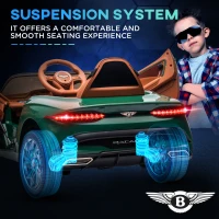 HOMCOM Bentley Bacalar Licensed 12V Kids Electric Car, with Remote Control, Horn, Lights, Music, Suspension Wheels, Green(m-7)