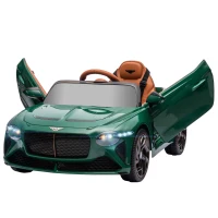 HOMCOM Bentley Bacalar Licensed 12V Kids Electric Car, with Remote Control, Horn, Lights, Music, Suspension Wheels, Green(m-11)