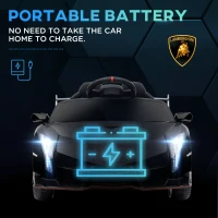 HOMCOM Lamborghini Veneno Licensed Electric Ride-On Car, with Remote, Music, Horn - Black(m-6)
