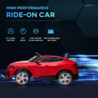 HOMCOM Audi E-tron Licensed 12V Kids Electric Ride On Car with Parental Remote Music Lights MP3 Suspension Wheels for 3-5 Years Red(m-4)