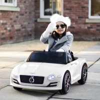 HOMCOM Kids Electric Car Kids Ride on Toys W/ LED Lights-White(m-13)