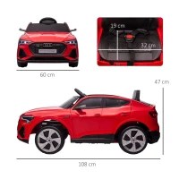 HOMCOM Audi E-tron Licensed 12V Kids Electric Ride On Car with Parental Remote Music Lights MP3 Suspension Wheels for 3-5 Years Red(m-3)