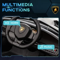 HOMCOM Lamborghini Veneno Licensed Electric Ride-On Car, with Remote, Music, Horn - Black(m-7)