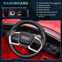 HOMCOM Audi E-tron Licensed 12V Kids Electric Ride On Car with Parental Remote Music Lights MP3 Suspension Wheels for 3-5 Years Red(m-7)