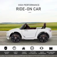 HOMCOM Kids Electric Car Kids Ride on Toys W/ LED Lights-White(m-4)