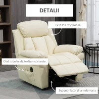Homcom Fotoliu de Relaxare Electric, cu telecomanda si functii de inclinare - Crem(m-6)