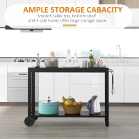 HOMCOM Carucior de Bucatarie cu 2 Niveluri, Negru(m-4)