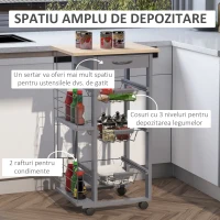 HOMCOM Carucior de Bucatarie cu 3 Sertare Detasabile(m-5)
