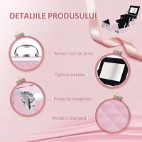 HOMCOM Trusa Machiaj Profesionala din Aluminiu, Roz(m-5)