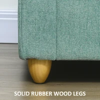 HOMCOM Canapea 3 Locuri din Tesatura, Canapea Capionata Stil Vintage cu Perne si Picioare din Lemn, 144x77x81cm, Verde(m-6)