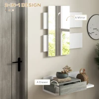 Homcom Mobilier Hol 2‑in‑1 cu Oglinda si Sertar 75x35x75 cm – Gri(m-4)