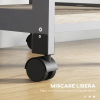 Homcom Carucior Bucatarie – Lemn cu Sertar, Tavi & Blat Fix(m-6)