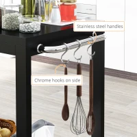 HOMCOM Carucior de Bucatarie cu 2 Niveluri, Negru(m-5)