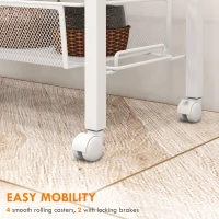 HOMCOM Carucior de Bucatarie cu 3 Nivele, Rulant, Alb(m-6)