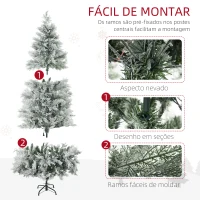 HOMCOM Árvore de Natal Artificial Nevada 180 cm com 300 Luzes LED 577 Ramos e Base Dobrável Verde(m-8)