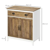 HOMCOM Aparador para Sala de Estar com Gaveta 2 Portas e Prateleira Ajustável 78,5x39x89,4 cm Marrom e Branco(m-3)