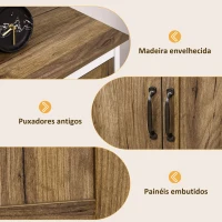 HOMCOM Aparador para Sala de Estar com Gaveta 2 Portas e Prateleira Ajustável 78,5x39x89,4 cm Marrom e Branco(m-6)
