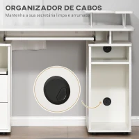 HOMCOM Mesa de Computador com Prateleiras 2 Gavetas Bandeja de Teclado e Suporte para Monitor e CPU 120x55x85 cm Branco(m-5)