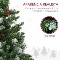 HOMCOM Árvore de Natal Artificial 230 cm com Luzes LED Altura com 1051 Ramos 45 Pinhas e Base Dobrável Ø100x230 cm Verde(m-5)