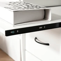 HOMCOM Mesa de Computador com Prateleiras 2 Gavetas Bandeja de Teclado e Suporte para Monitor e CPU 120x55x85 cm Branco(m-8)