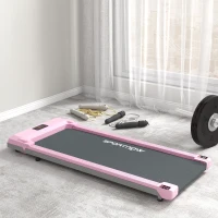 SPORTNOW Cinta de Correr Eléctrica con Velocidad Ajustable de 1-6 km/h Pantalla LED Control Remoto y 2 Ruedas 118x49x11,5 cm Rosa(m-2)