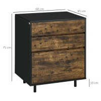 HOMCOM Comoda cu 3 Sertare din PAL in Stil rustic, 60x45x75cm, Maro si negru(m-3)