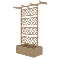 Outsunny Ghiveci din Lemn cu Spalier, Ton Natural(m-11)