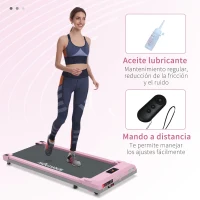 SPORTNOW Cinta de Correr Eléctrica con Velocidad Ajustable de 1-6 km/h Pantalla LED Control Remoto y 2 Ruedas 118x49x11,5 cm Rosa(m-8)