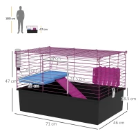 PawHut Chinchillas Small Rabbit Guinea Pig Small Animal Cage, Pet Playhouse, with Platform, Ramp, 71 x 46 x 47cm(m-3)