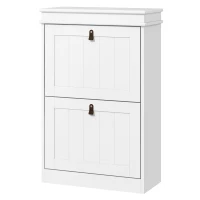 HOMCOM Móvel Sapateira Branco Sapateira Estreita com 2 Portas e Prateleira Ajustável para 10 Pares de Sapatos 54x24x82,5 cm Branco(m-11)
