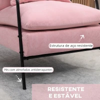 HOMCOM Poltrona Relax com Apoio para os Pés Poltrona Reclinável com Encosto Ajustável Estofada em Veludo 68x91,5x88 cm Rosa(m-7)