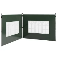 Outsunny Gazebo Side Panels, Sides Replacement with Window for 3x3(m) or 3x4m Pop Up Gazebo, 2 Pack, Green(m-1)