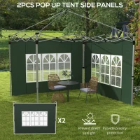 Outsunny Gazebo Side Panels, Sides Replacement with Window for 3x3(m) or 3x4m Pop Up Gazebo, 2 Pack, Green(m-4)