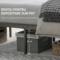 HOMCOM Cadru de Pat din PAL in Stil Industrial cu Tablii la Cap si la Picioare, Suport cu Lamele si Cutie de Depozitare, 149x207x104cm, Maro(m-5)