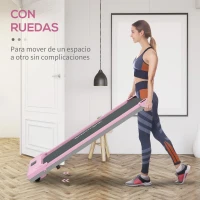 SPORTNOW Cinta de Correr Eléctrica con Velocidad Ajustable de 1-6 km/h Pantalla LED Control Remoto y 2 Ruedas 118x49x11,5 cm Rosa(m-7)