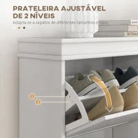 HOMCOM Móvel Sapateira Branco Sapateira Estreita com 2 Portas e Prateleira Ajustável para 10 Pares de Sapatos 54x24x82,5 cm Branco(m-5)