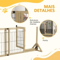 PawHut Barreira de Segurança para Cães Extensível de 2 Painéis e Pés de Apoio Triangular 112-159x44x70 cm Madeira(m-7)