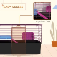 PawHut Chinchillas Small Rabbit Guinea Pig Small Animal Cage, Pet Playhouse, with Platform, Ramp, 71 x 46 x 47cm(m-7)