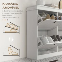 HOMCOM Móvel Sapateira Branco Sapateira Estreita com 4 Portas e Prateleira Ajustável para 20 Pares de Sapatos 105x24x82,5 cm Branco(m-6)